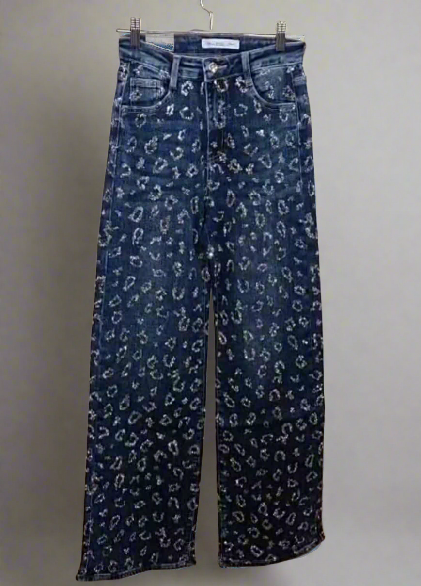 Francis Bejeweled Leopard Denim