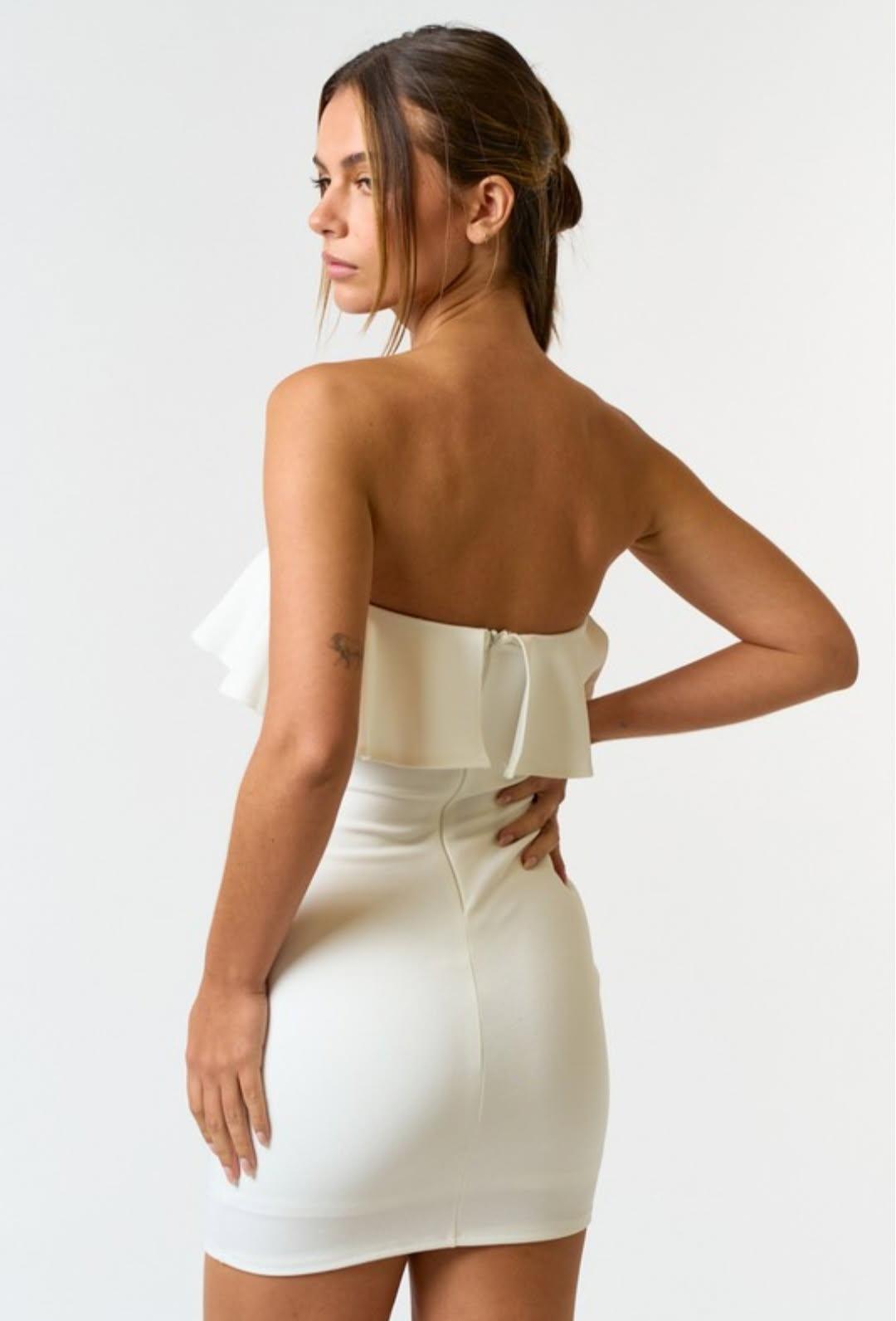 Lindsey Ruffle Dress White