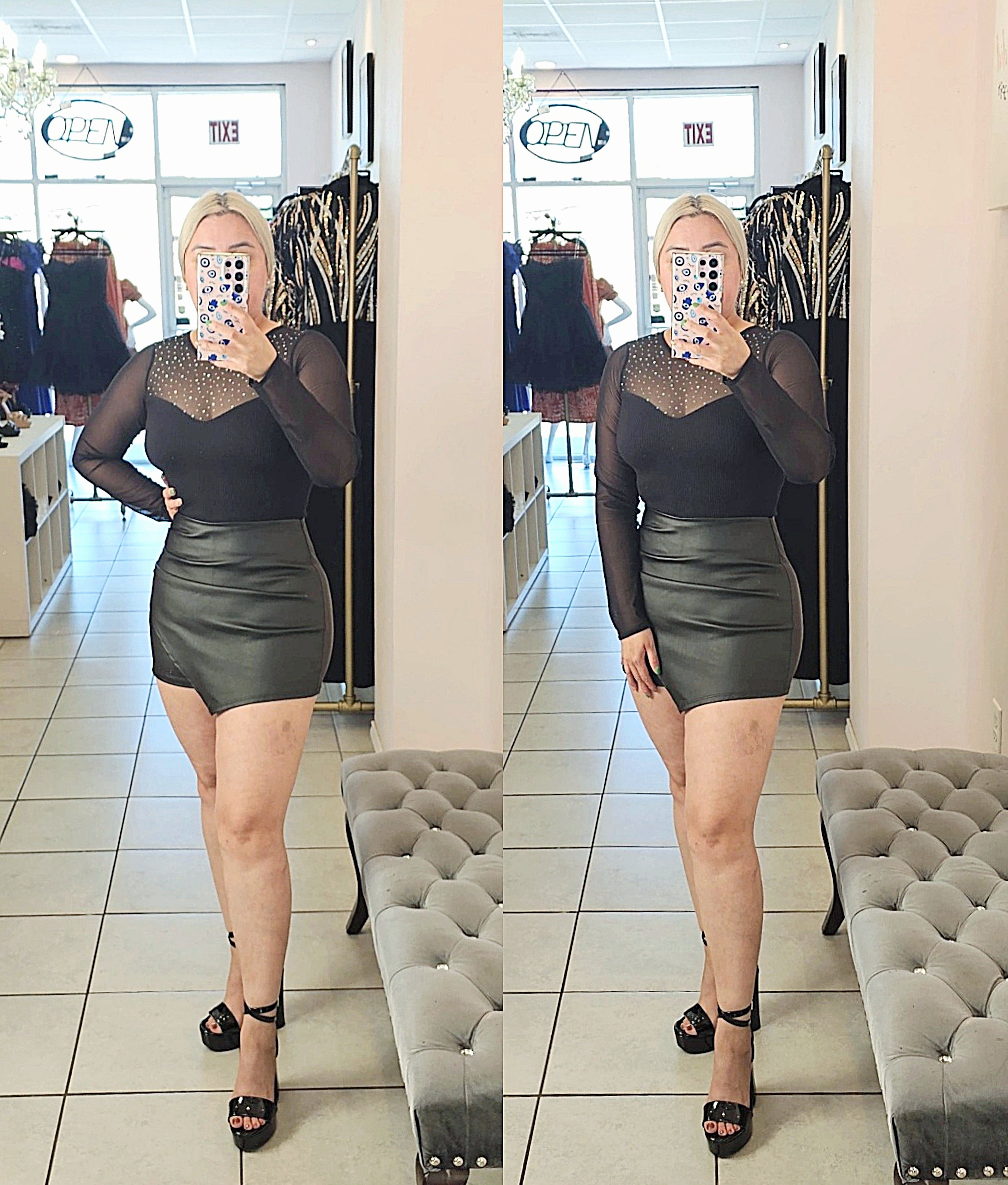 Adriel Skort Leather Black