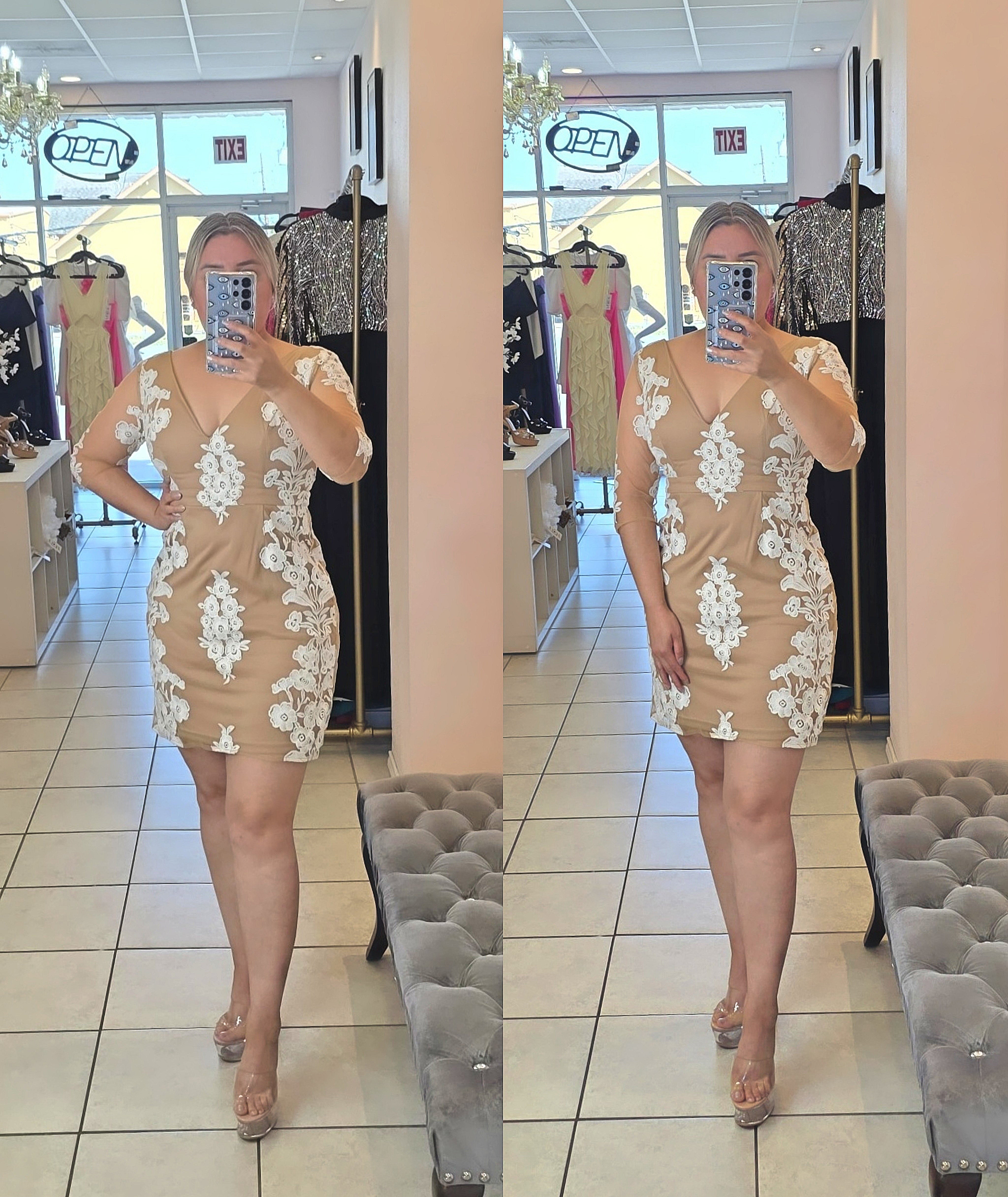 Irene Lace Dress Beige