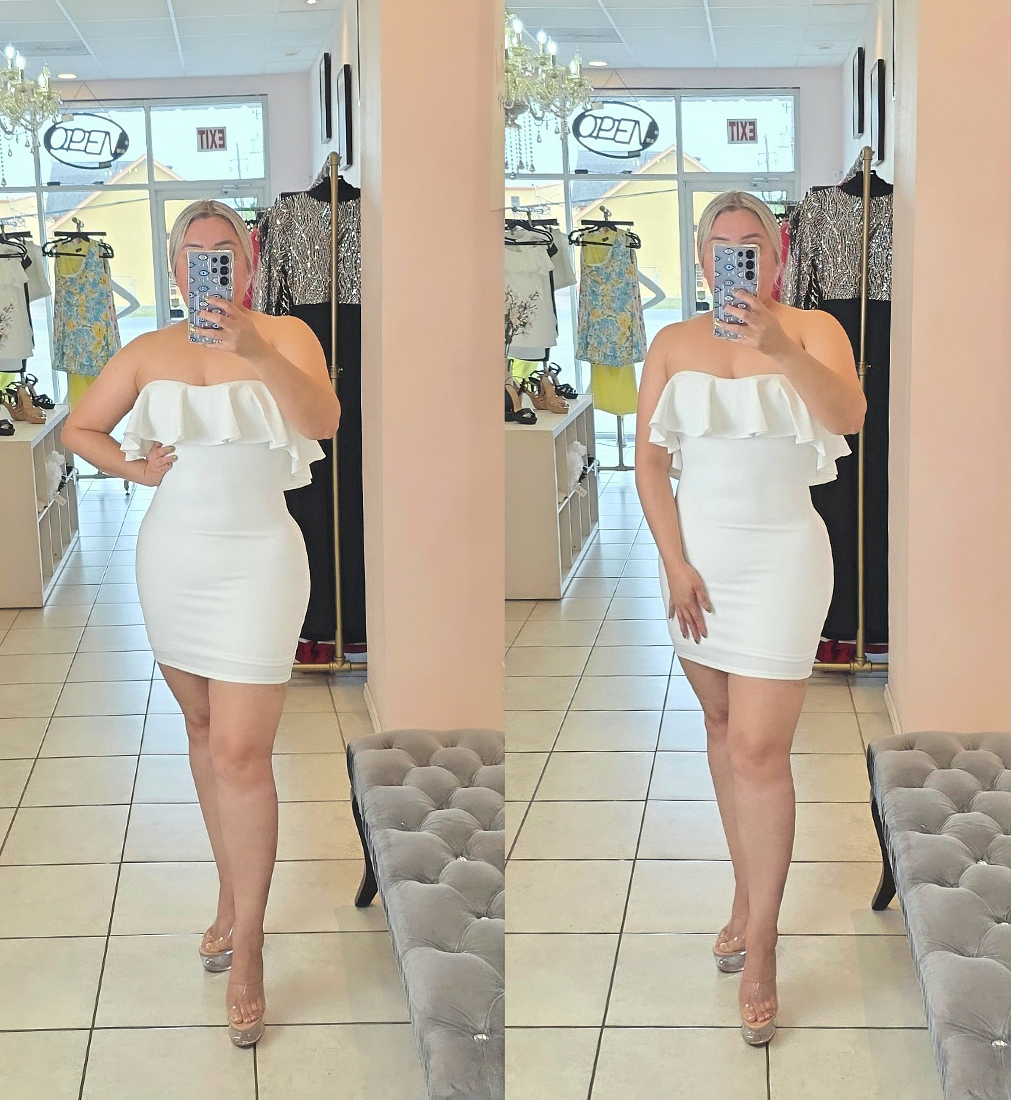 Lindsey Ruffle Dress White